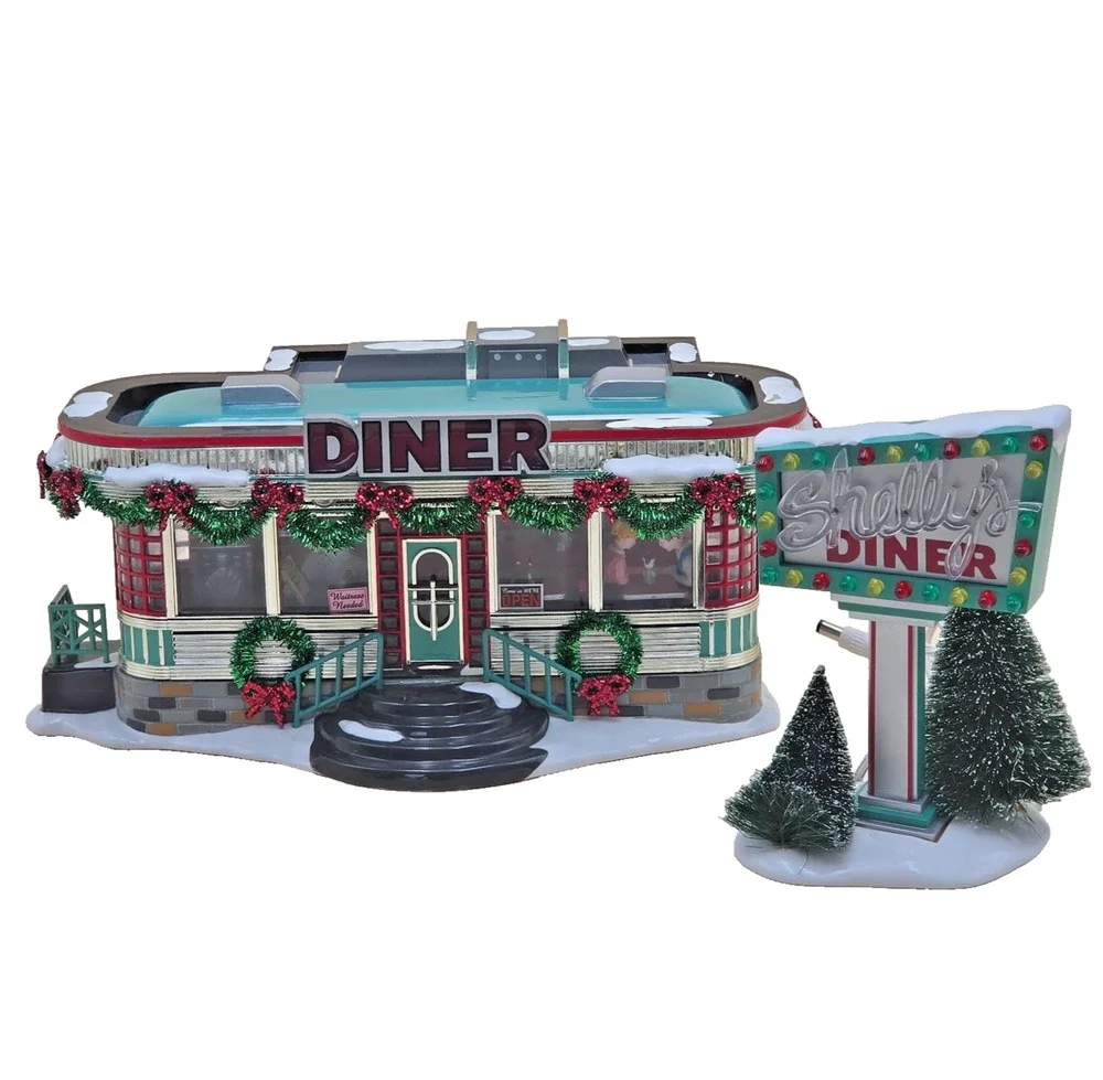 Department 56 Snow Village Shelly's Diner 1999 Illuminated 56.55008 Original Box